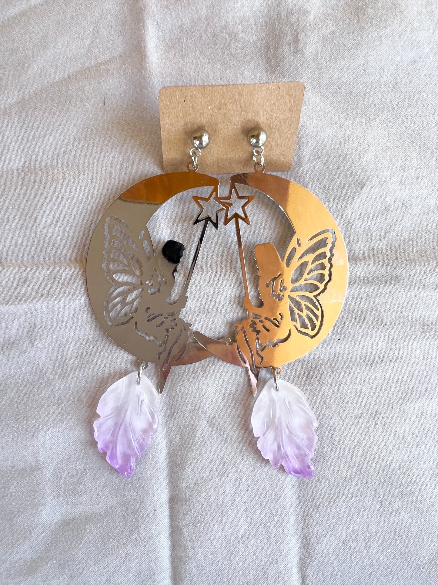 Lavender Wishes Moon Fairy Studs