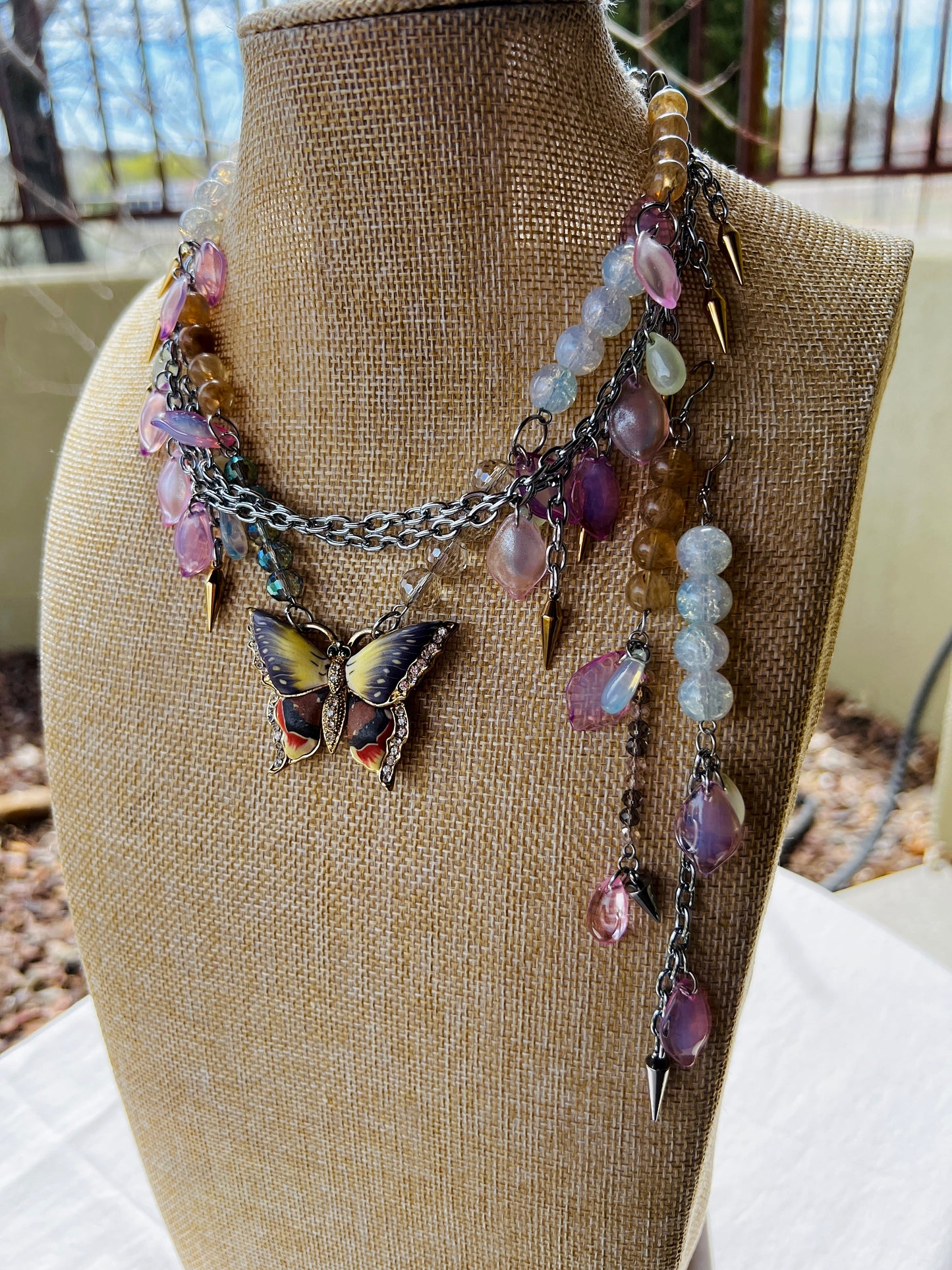 Orchid’s Kiss - Glass Fantasy Chain + Earrings Set