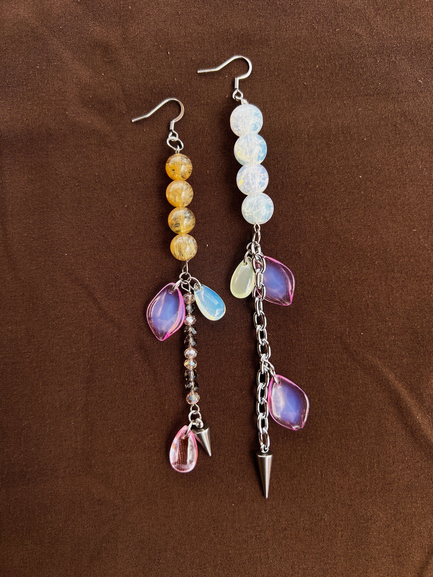 Orchid’s Kiss - Glass Fantasy Chain + Earrings Set