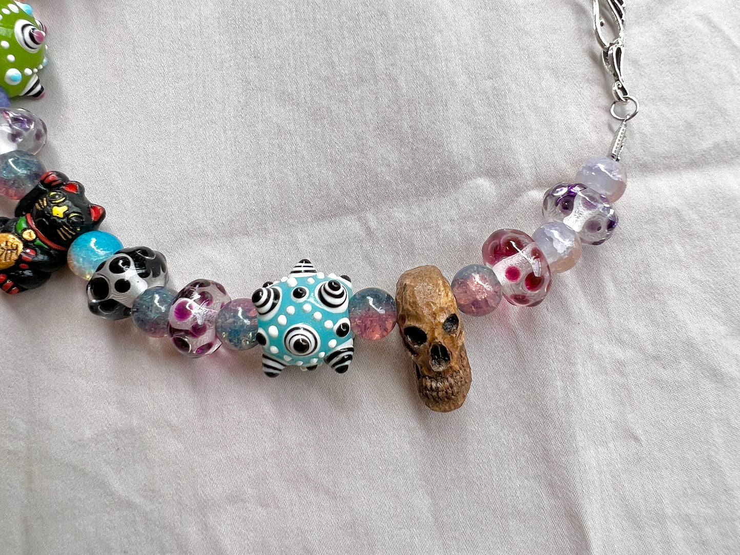 Lucky Cat Glass Beader Necklace