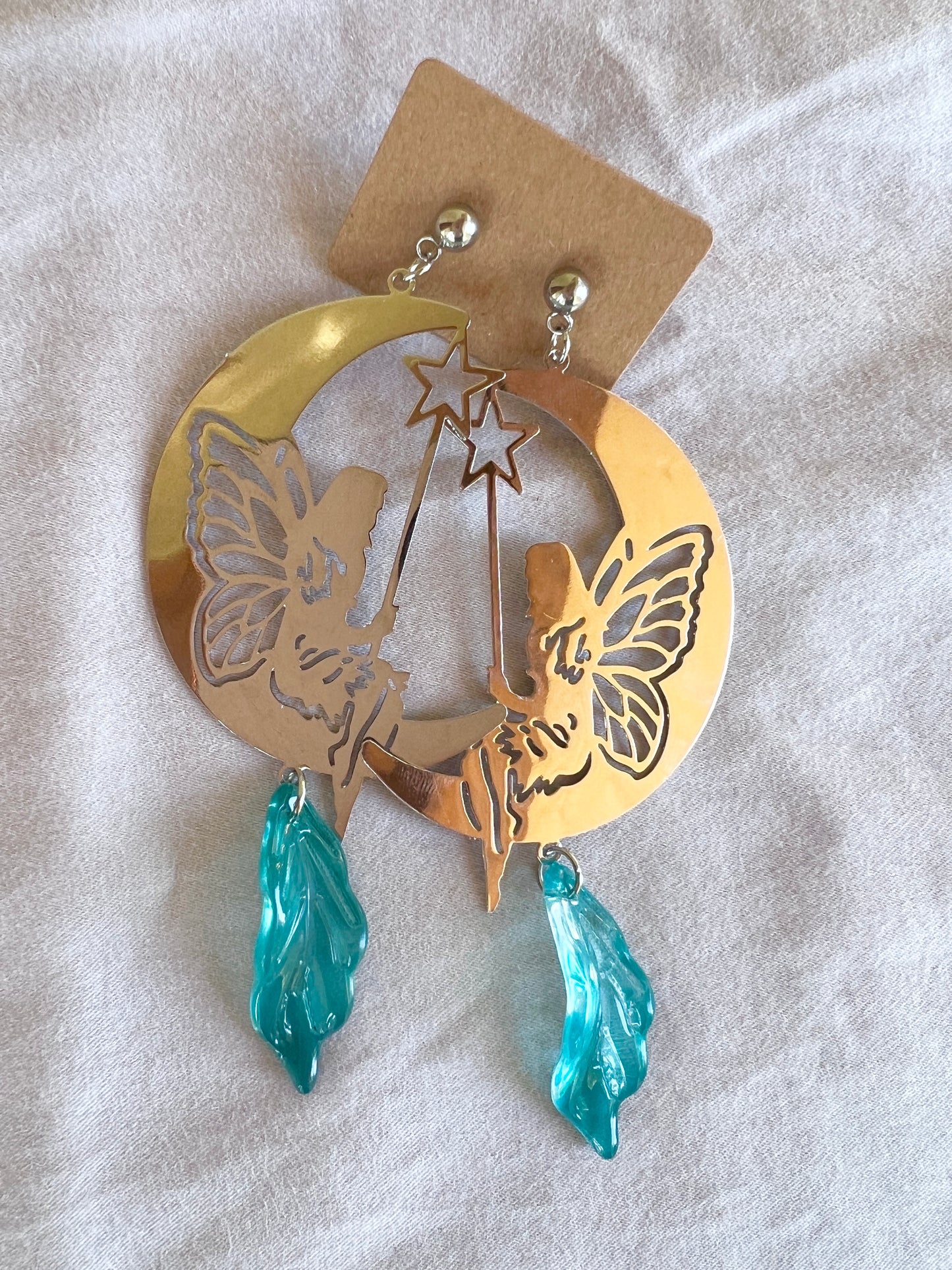 Aqua Moon Fairy Studs