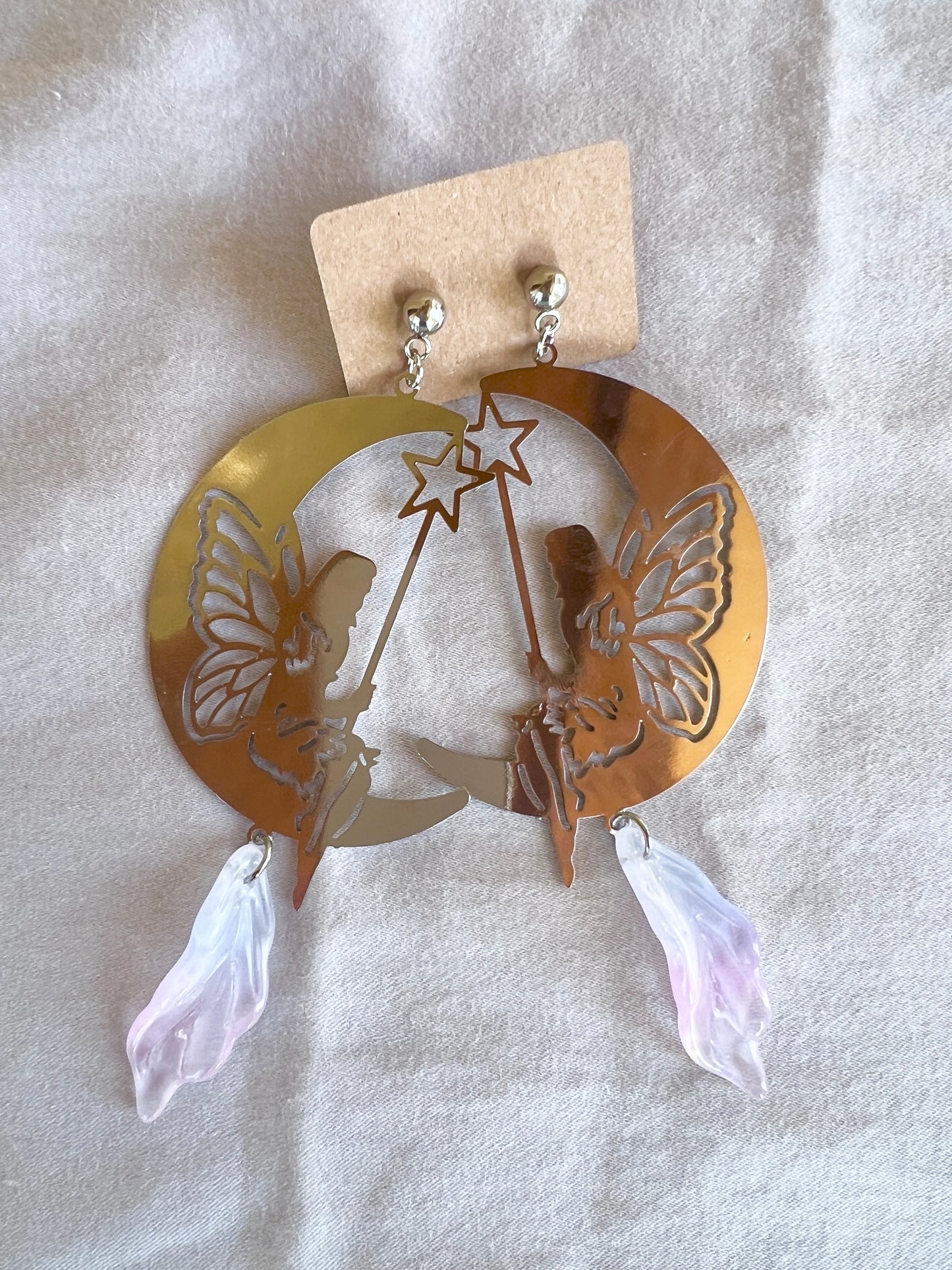 Pink Mist Moon Fairy Studs
