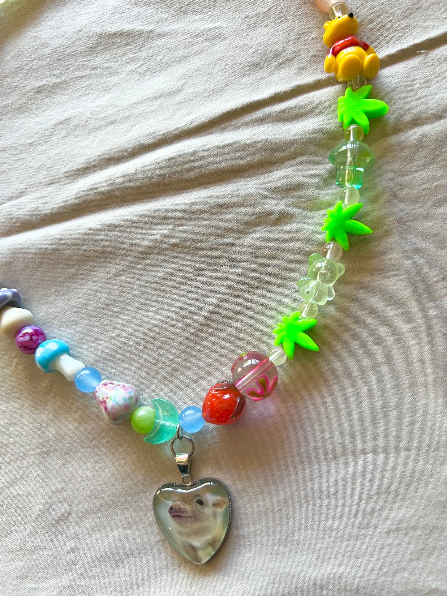 Pig in the City Glass Beader Necklace