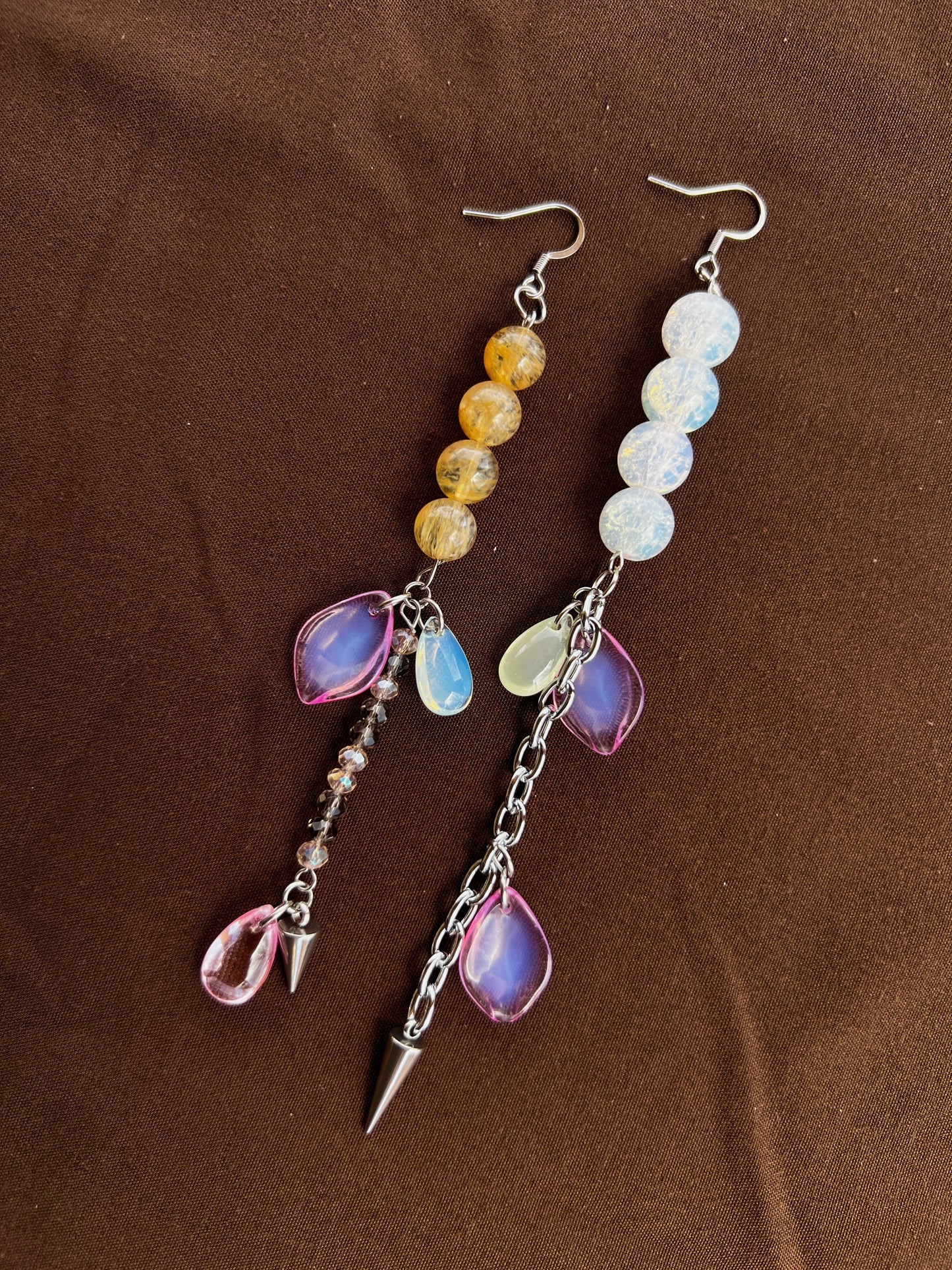 Orchid’s Kiss - Glass Fantasy Chain + Earrings Set