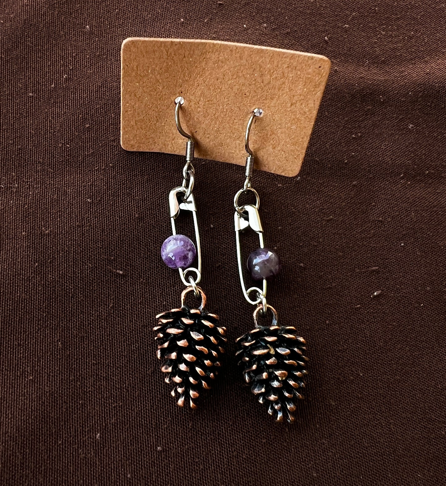 Tiny Pinecones - Amethyst Dangles