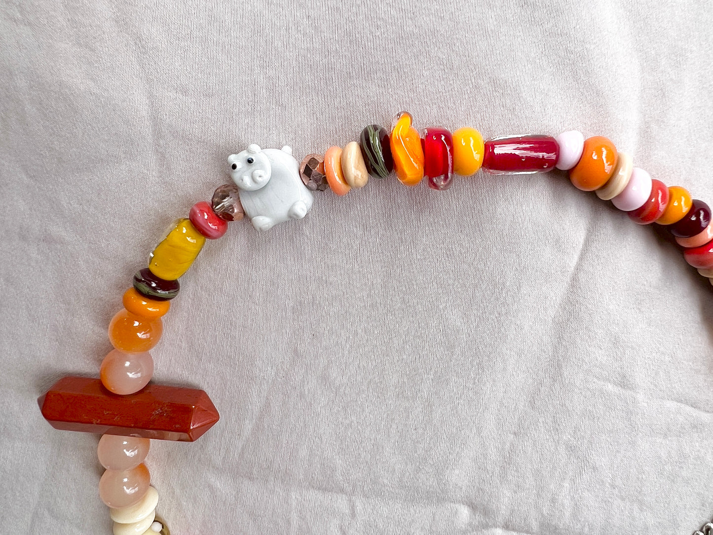 Hippo and His Cupcakes Glass Beader Necklace