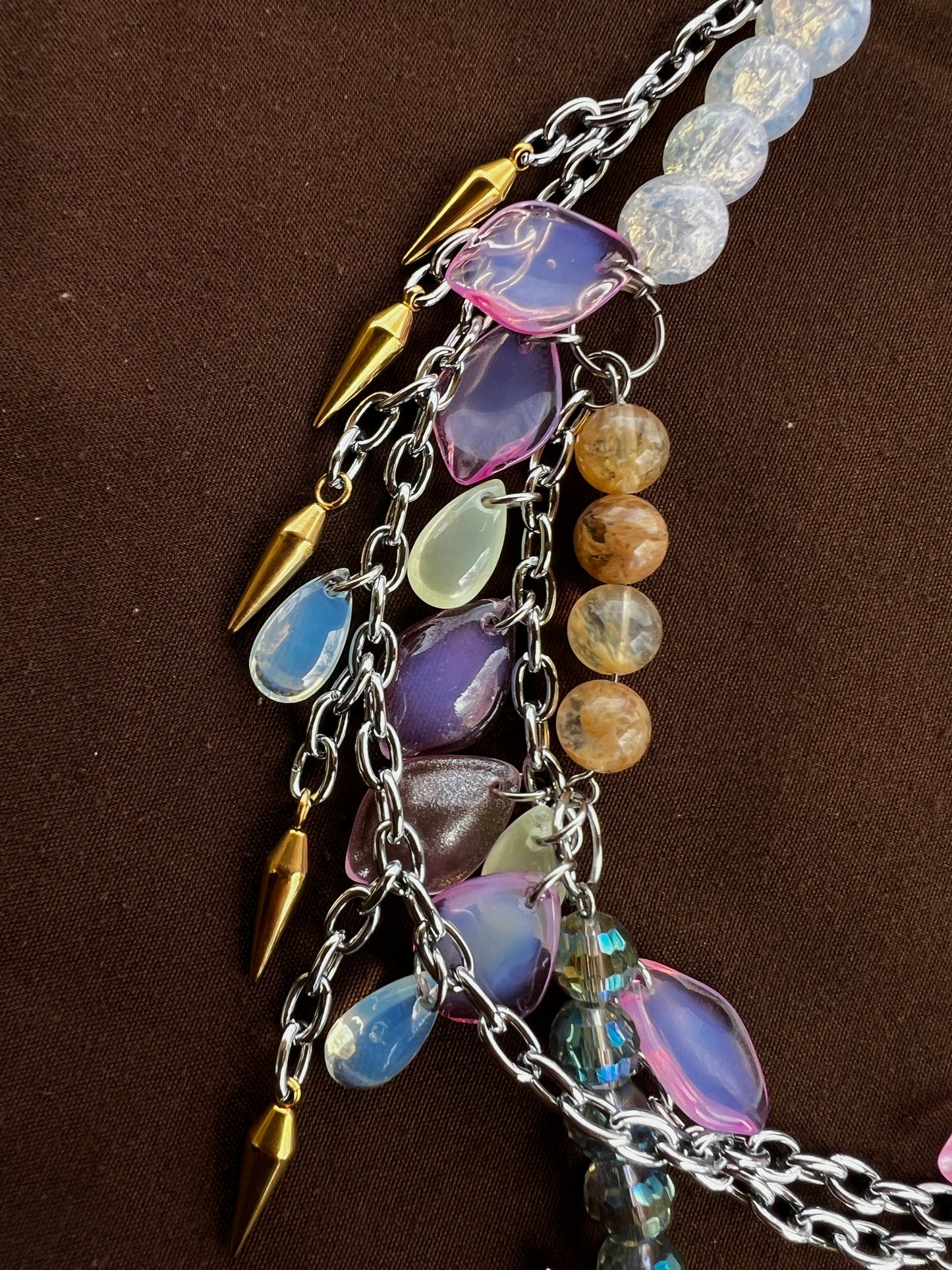 Orchid’s Kiss - Glass Fantasy Chain + Earrings Set