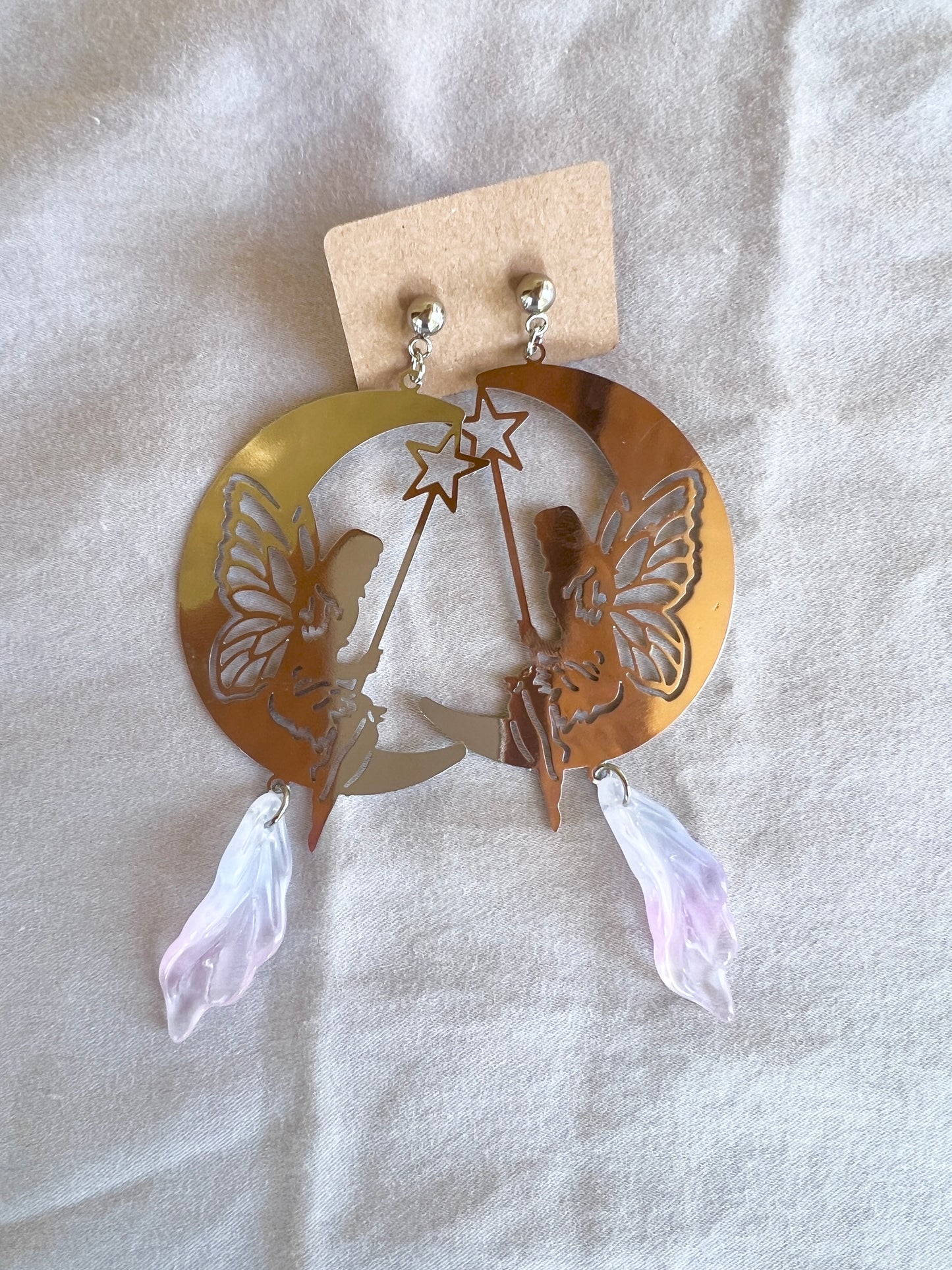 Pink Mist Moon Fairy Studs
