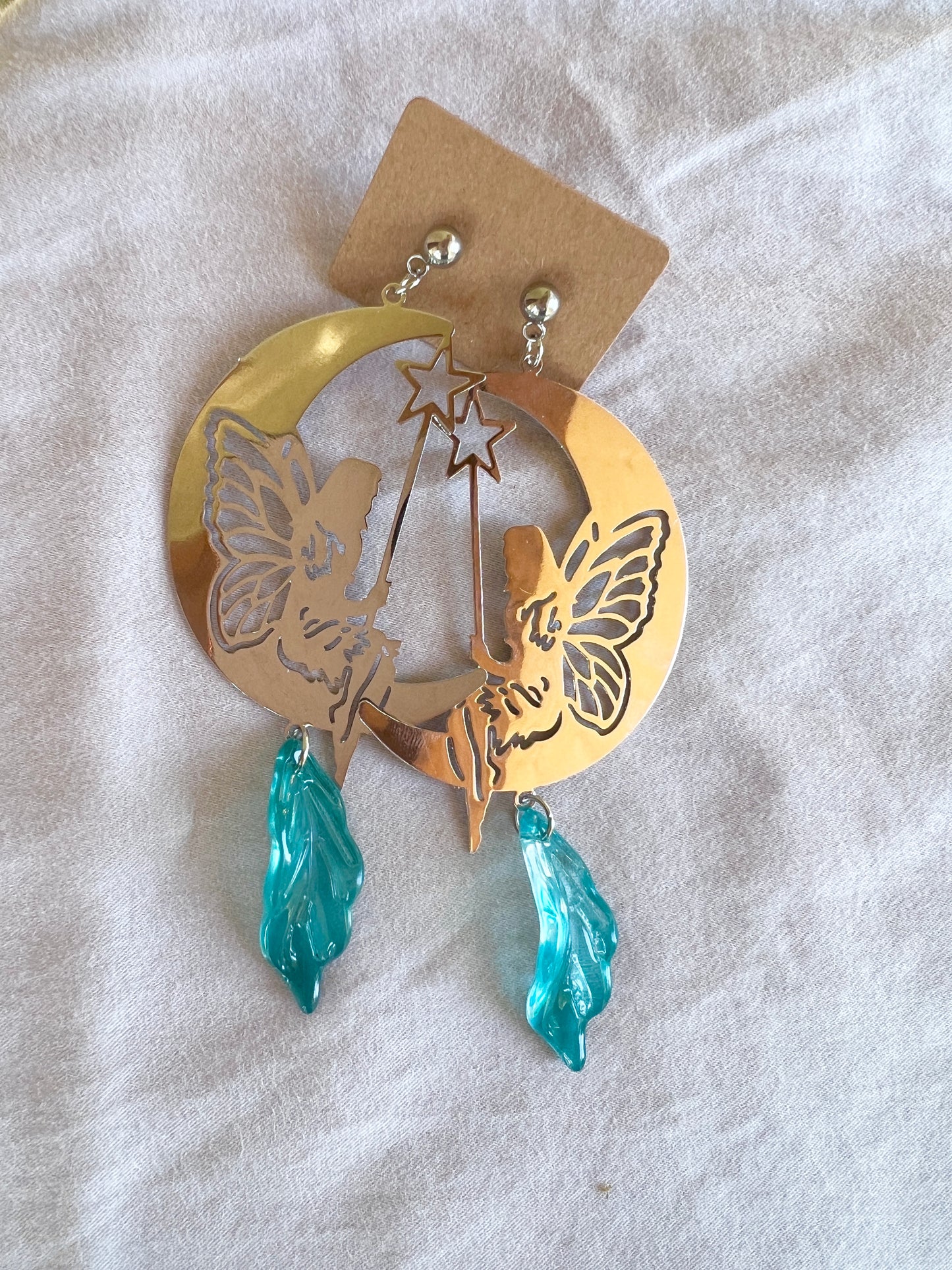 Aqua Moon Fairy Studs