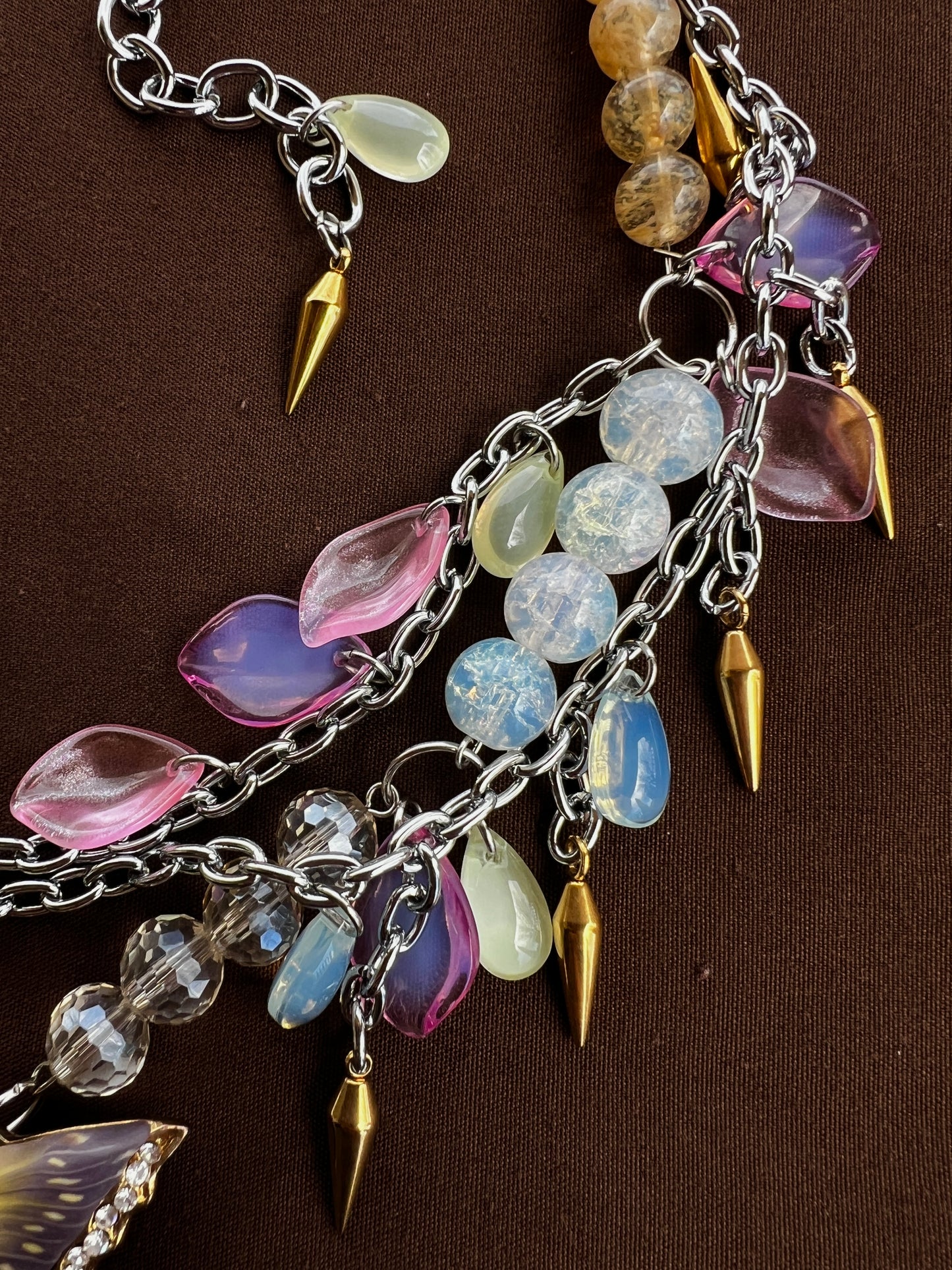 Orchid’s Kiss - Glass Fantasy Chain + Earrings Set