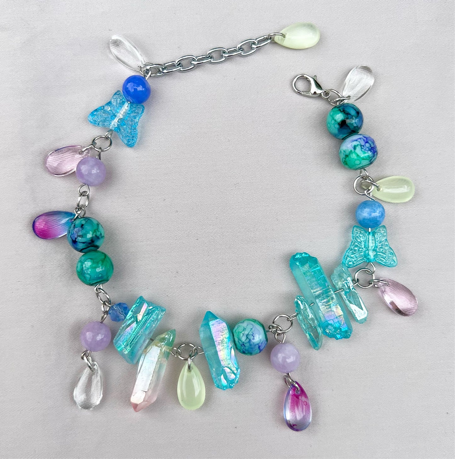 Streams to the Sea Glass & Crystal Wristlet