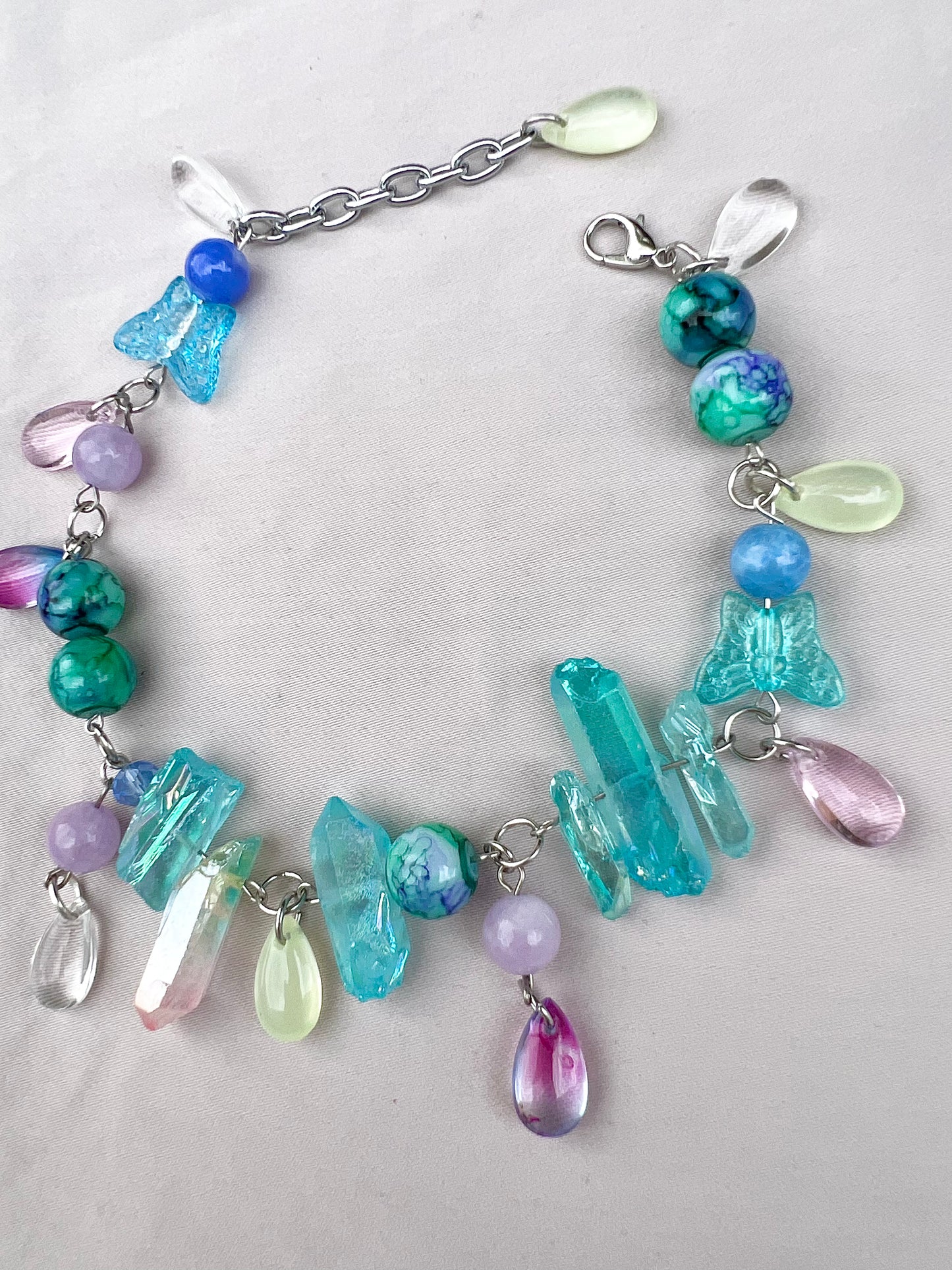 Streams to the Sea Glass & Crystal Wristlet