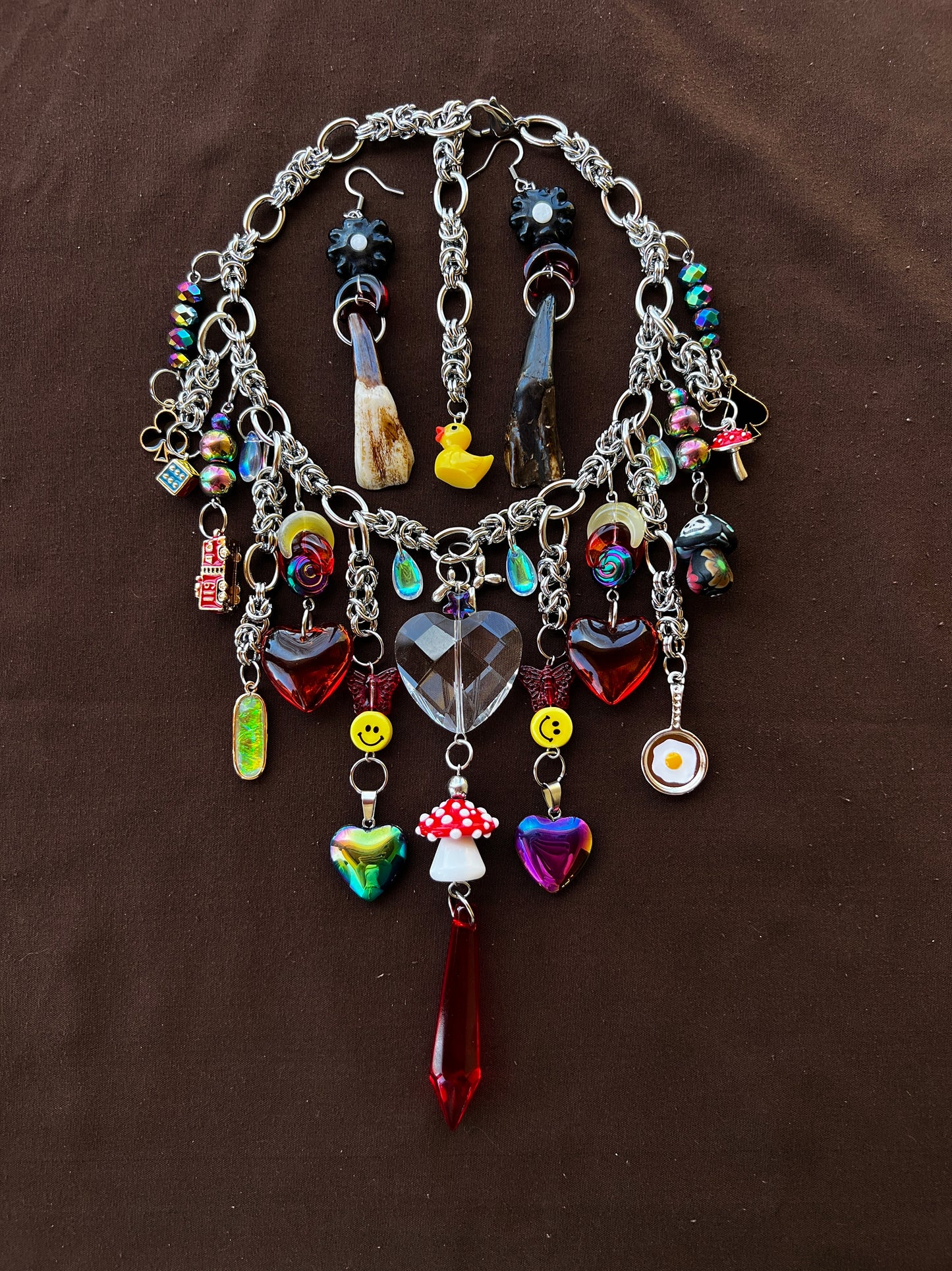 Interdimensional Bliss - Third Eye Chainmaille + Buffalo Teeth Earrings