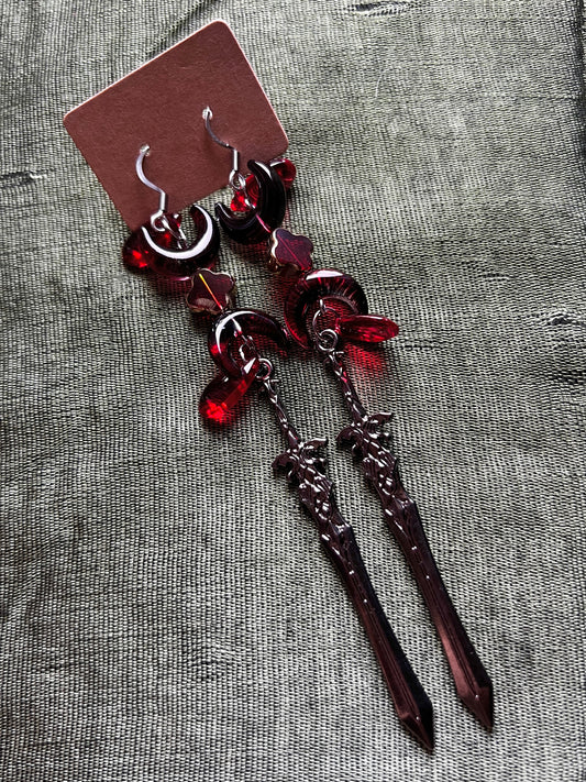Dark Heart - Large Sword Earrings