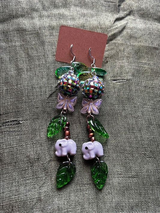 Elephant Party - Large Disco Ball Jungle Earrings