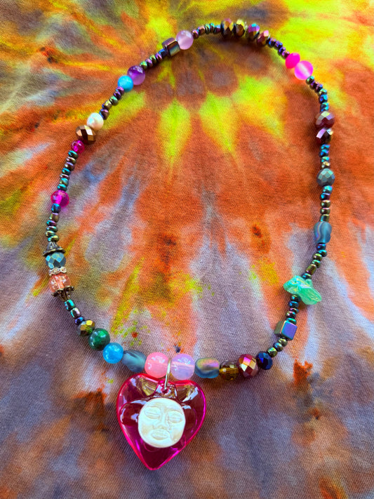 Cosmic Dancer - Moon Heart Stretch Necklace