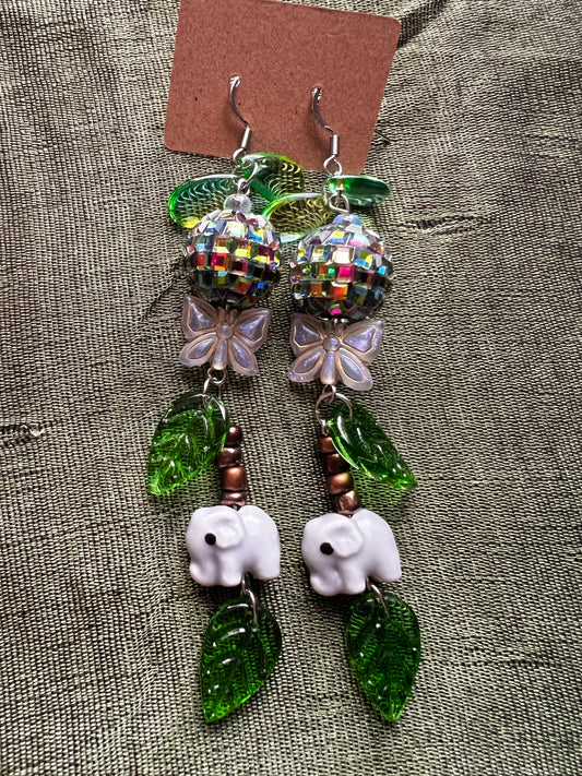Elephant Party - Large Disco Ball Jungle Earrings