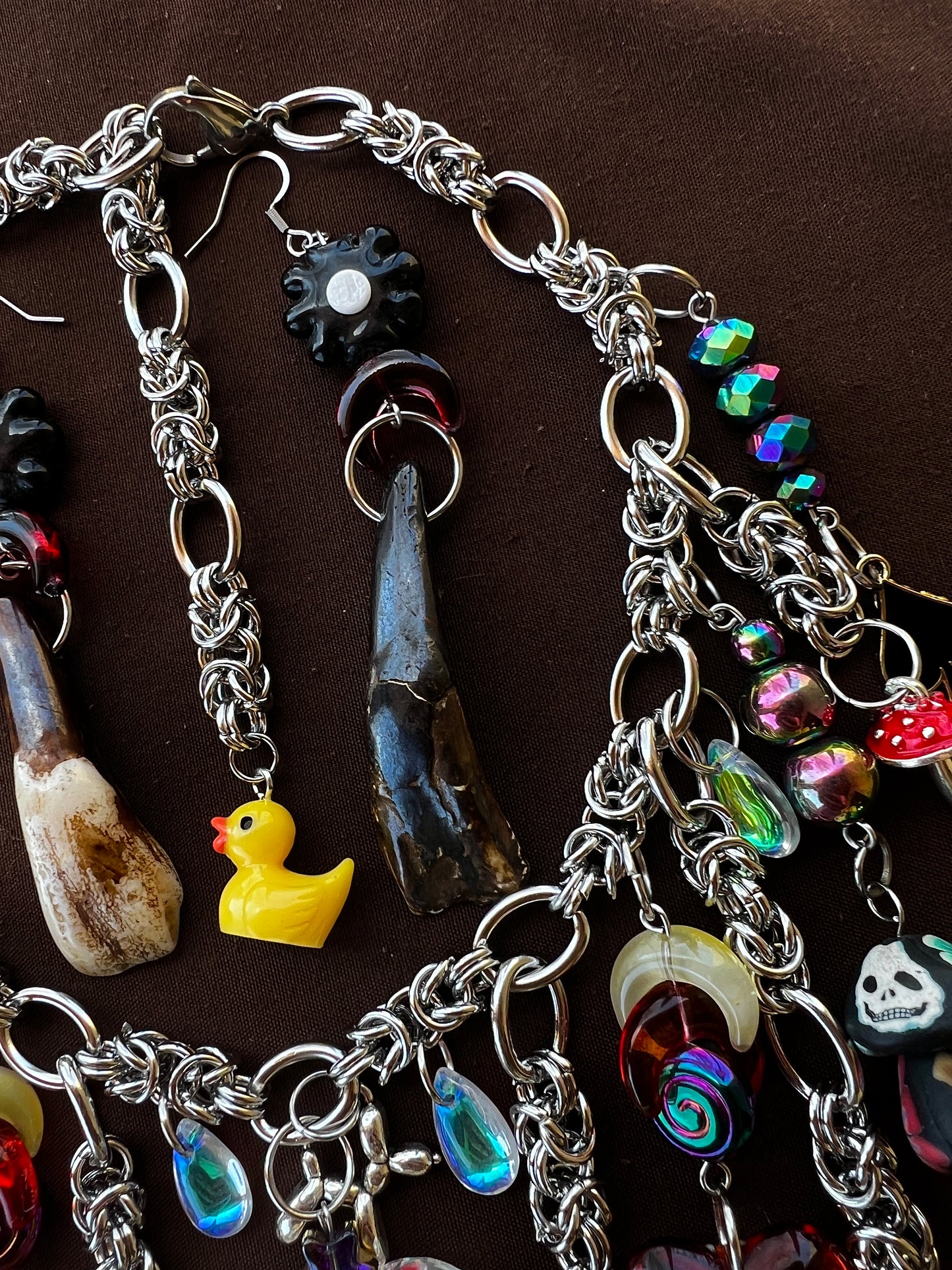 Interdimensional Bliss - Third Eye Chainmaille + Buffalo Teeth Earrings