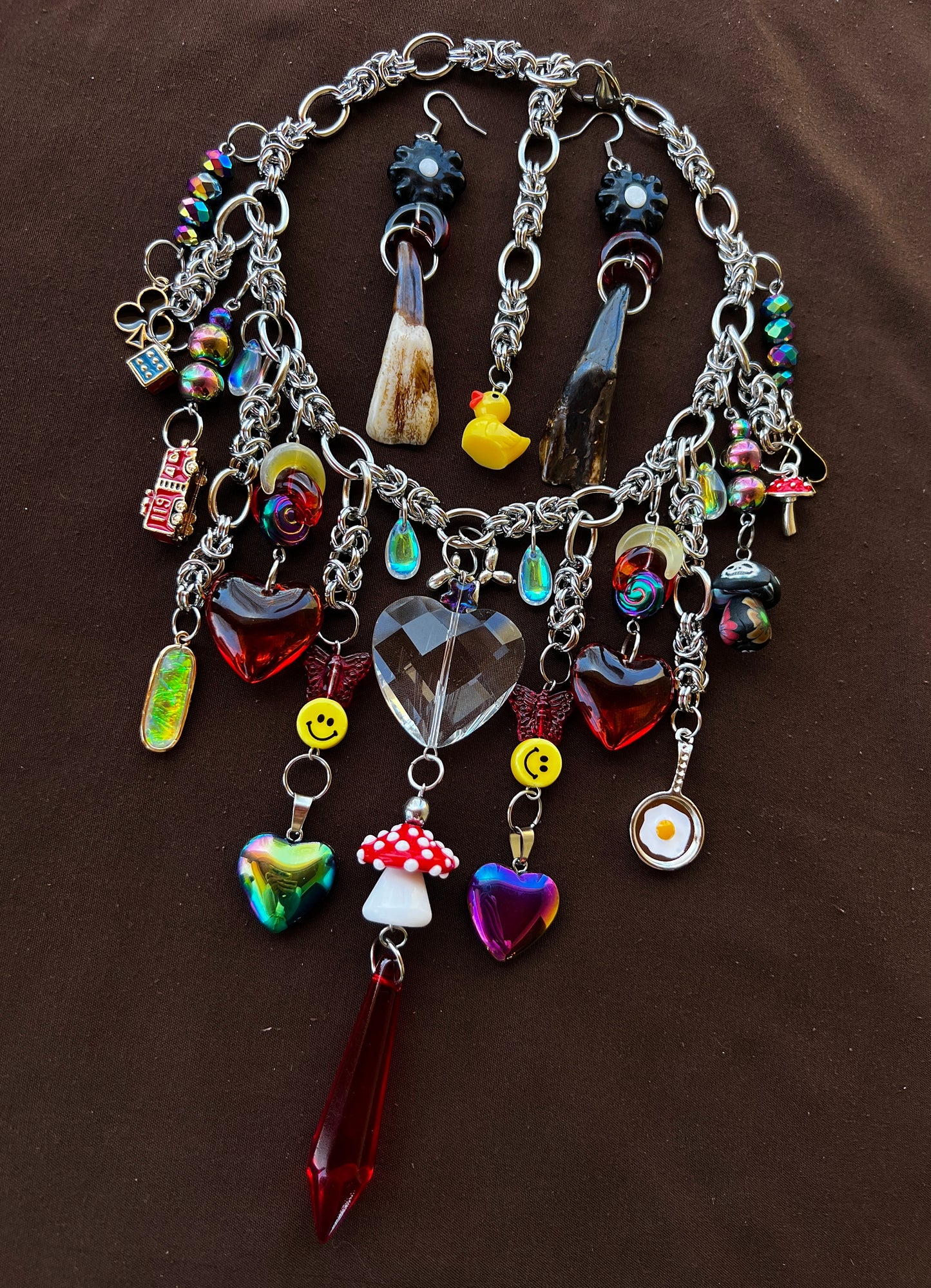 Interdimensional Bliss - Third Eye Chainmaille + Buffalo Teeth Earrings