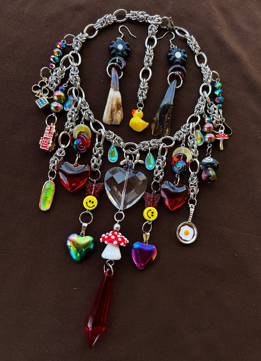 Interdimensional Bliss - Third Eye Chainmail + Buffalo Teeth Earrings