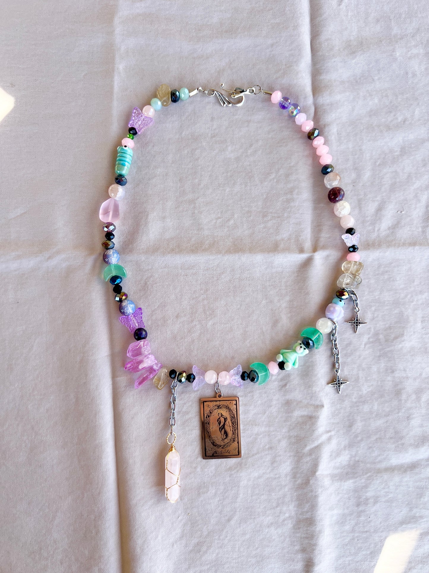 The World - Glass Tarot Stack Necklace