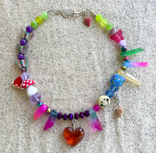 Amanita - Glass Aura Heart Choker