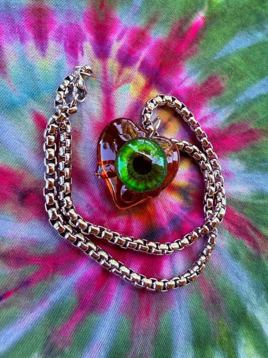 Forest Fae - Fairy Eye Heart Pendant + 15 inch chain