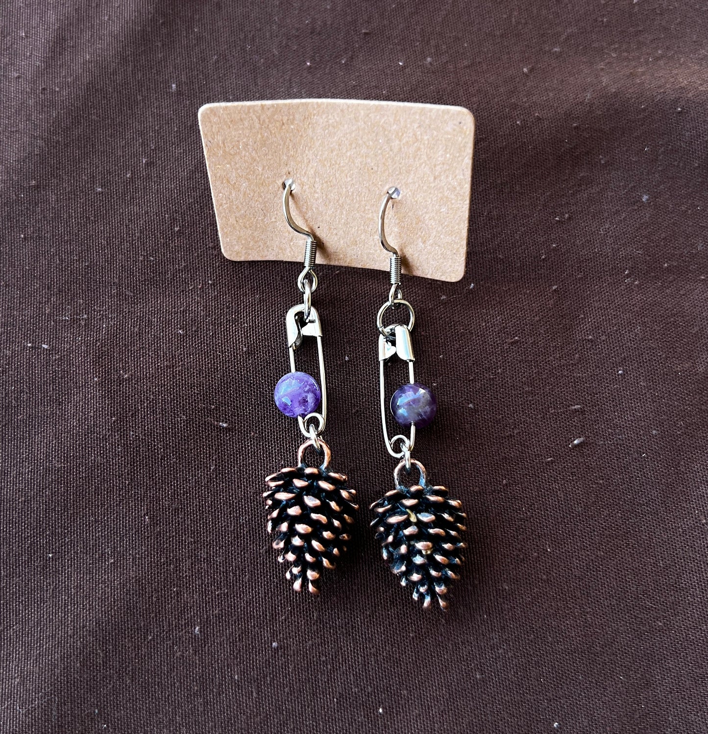 Tiny Pinecones - Amethyst Dangles