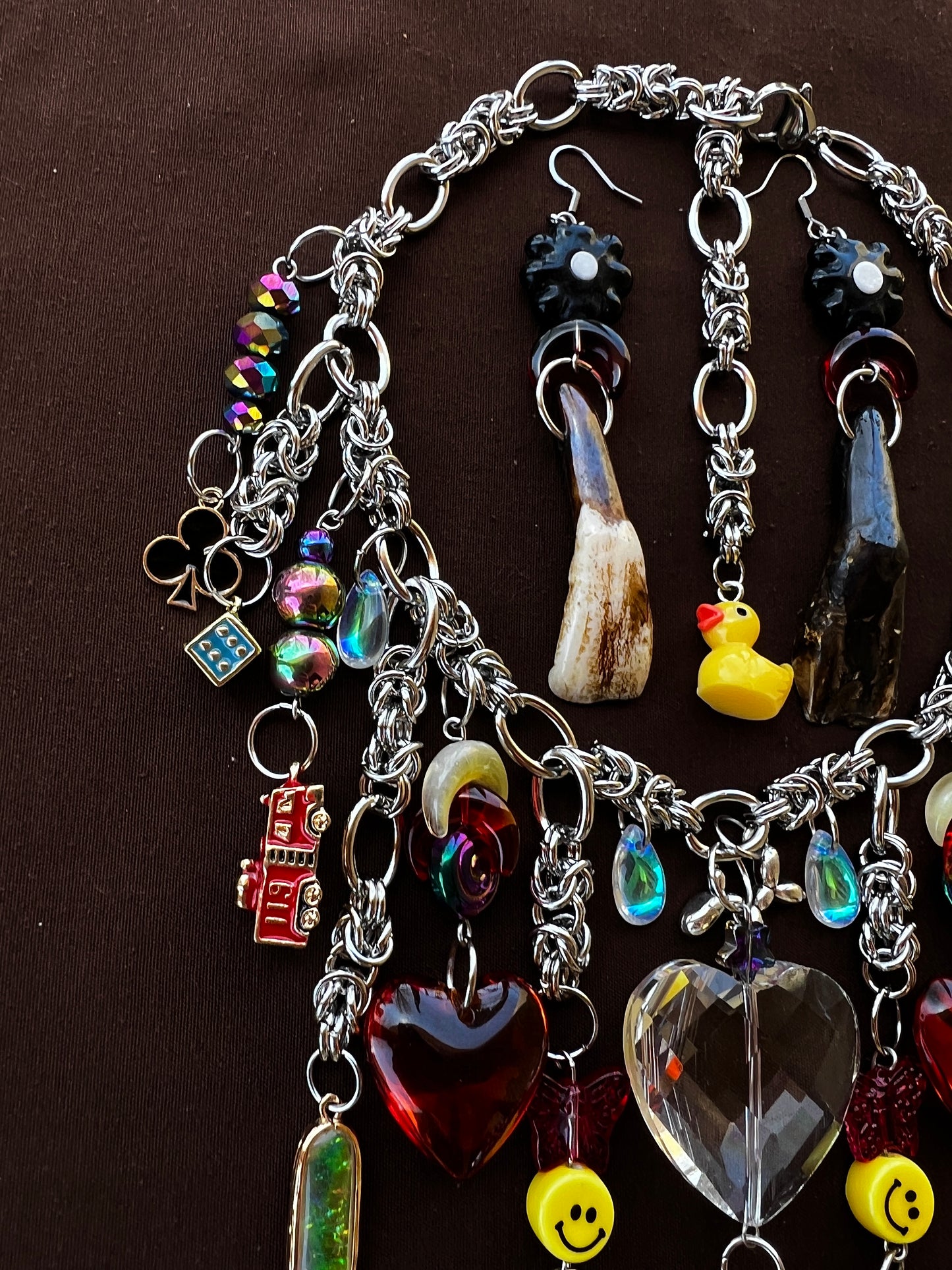 Interdimensional Bliss - Third Eye Chainmaille + Buffalo Teeth Earrings