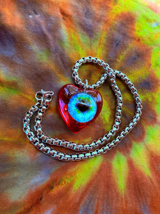 Quantum Realm Fae - Fairy Eye Heart Pendant + 15 inch chain