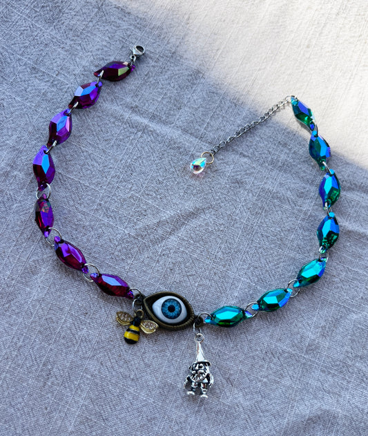 The Prince and His Bumble Bee - Resin Crystal Third Eye Choker