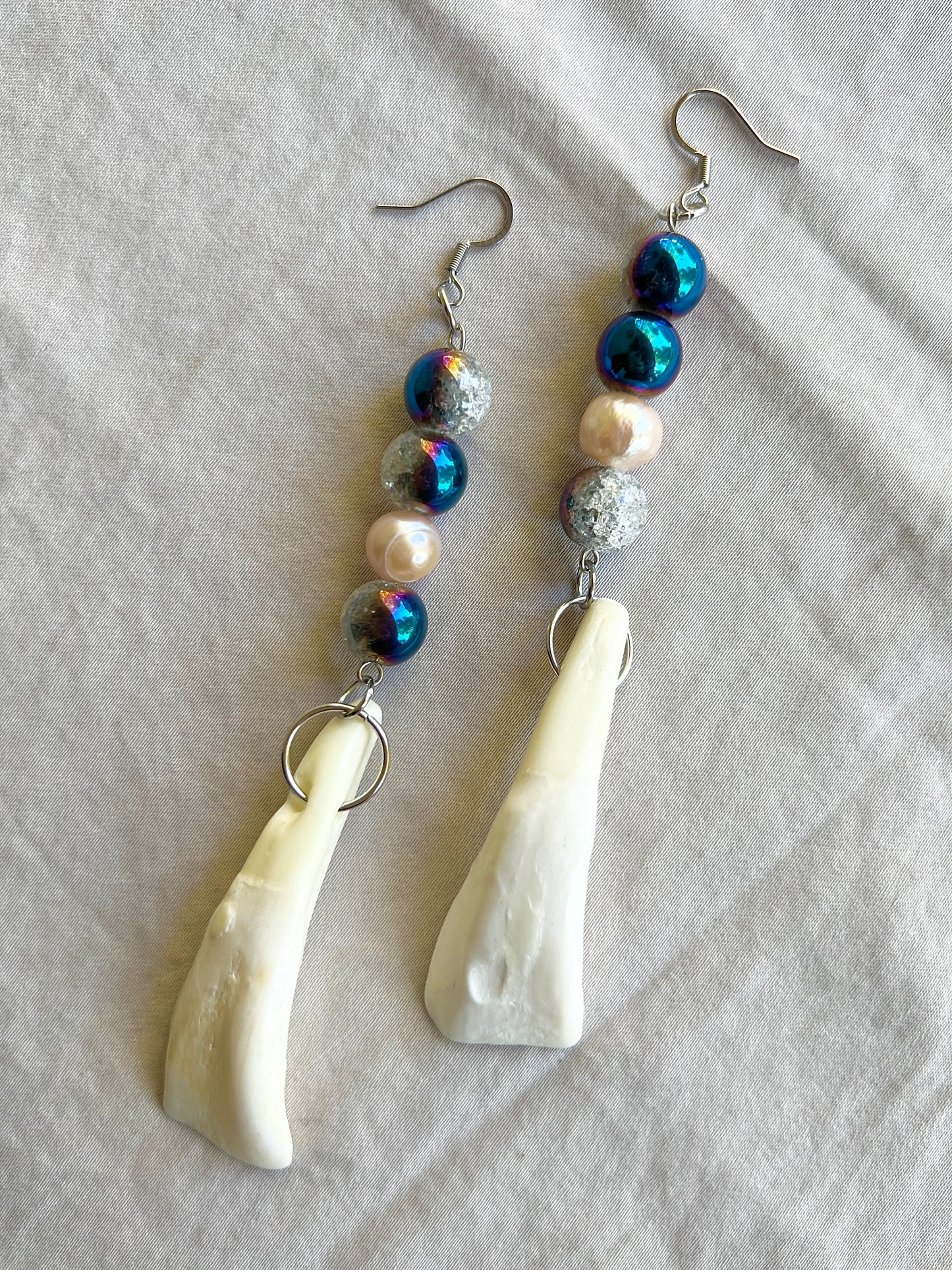 Dark Pearls  - Buffalo Teeth Dangles