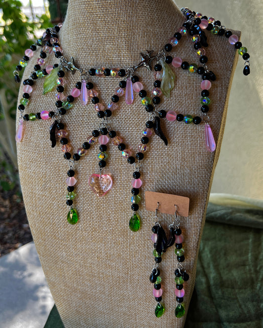 Pink Haze Mischief Collar + Earrings