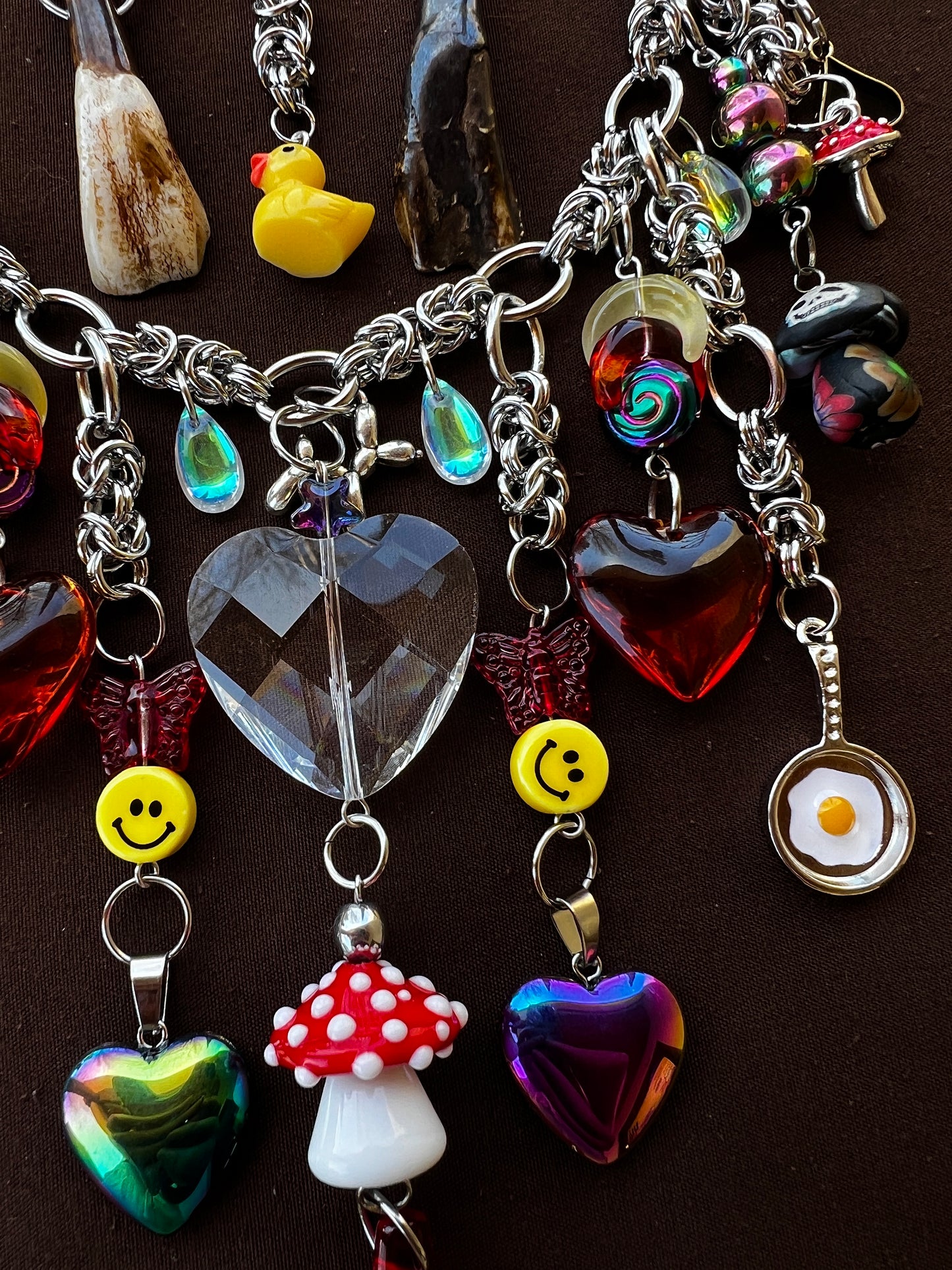 Interdimensional Bliss - Third Eye Chainmaille + Buffalo Teeth Earrings