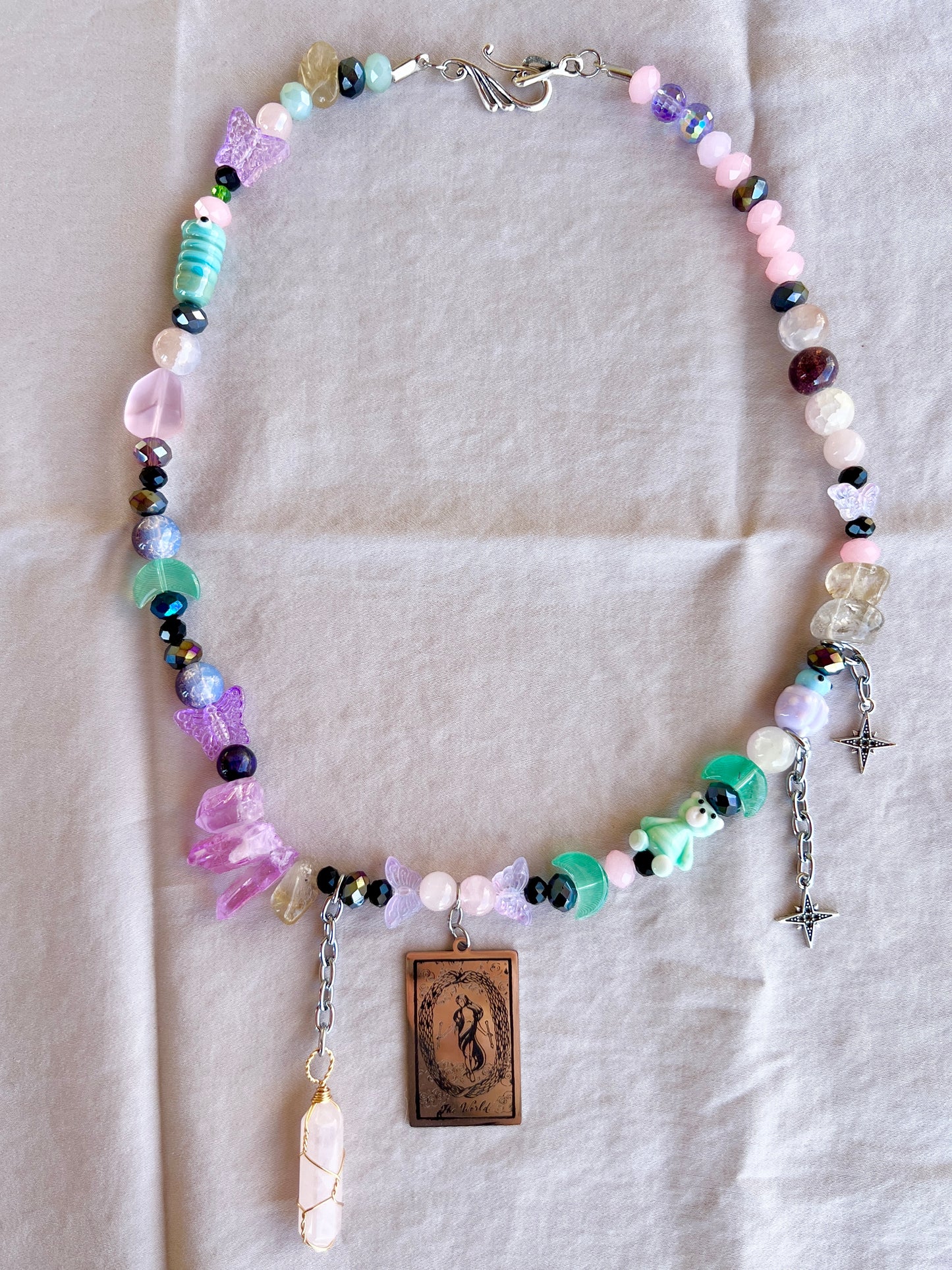 The World - Glass Tarot Stack Necklace