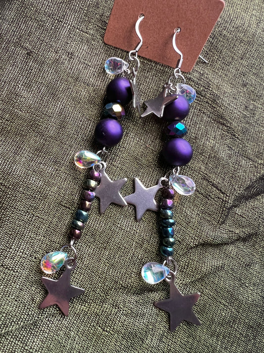 Midnight Mischief - Large Wishing Star Earrings