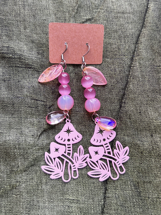 Pink Drink - Medium Mushroom Mayhem Earrings