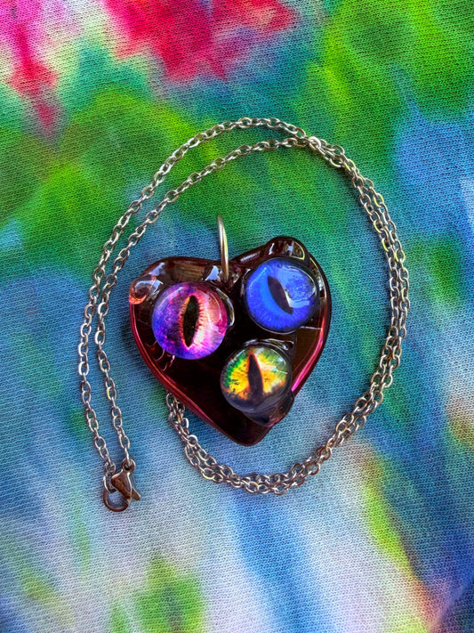 Triple Threat - Fairy Eye Heart Pendant + 18 inch chain