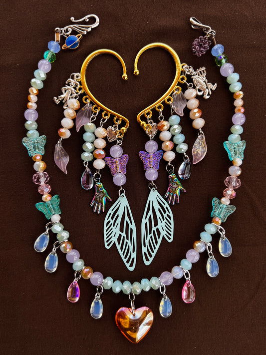 Spring Whispers - Stack Necklace + Ear Cuff Set