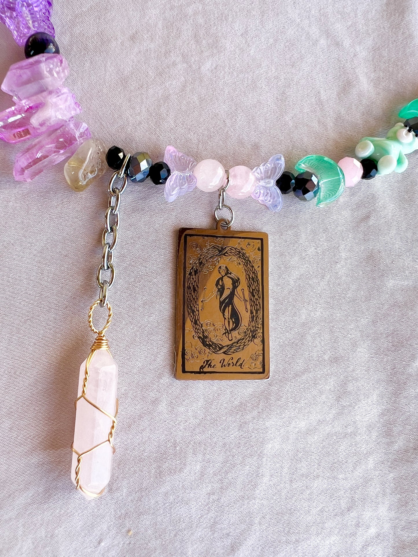 The World - Glass Tarot Stack Necklace