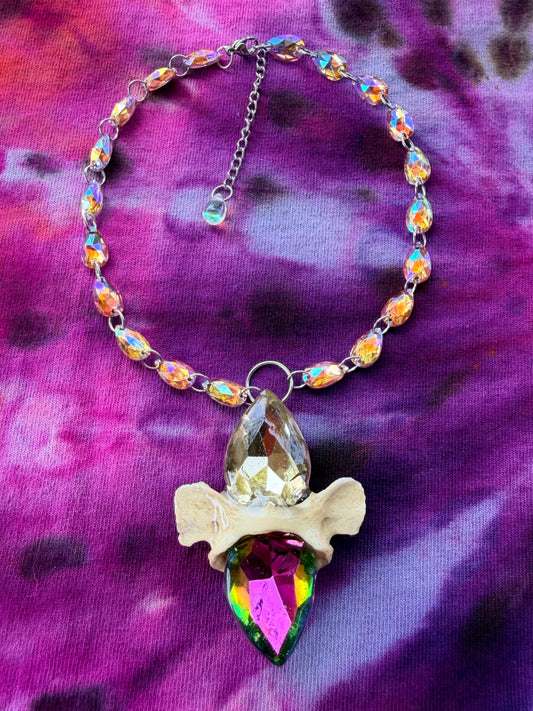 Creature of Chaos - Glass Crystal Choker w/ Fox Vertebrae (Copy)