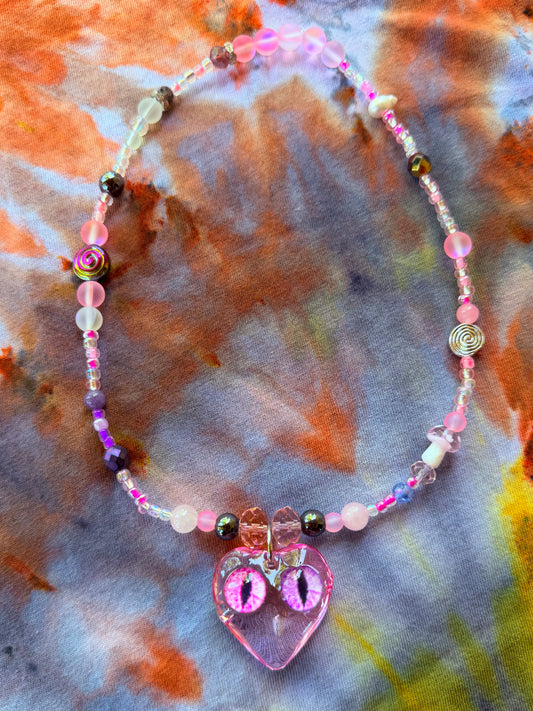 Silk Fae  - Fairy Eye Heart Stretch Necklace