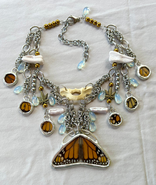 Spirit Guide - Fox Vertebrae & Monarch Butterfly Chainmail Fantasy Chain