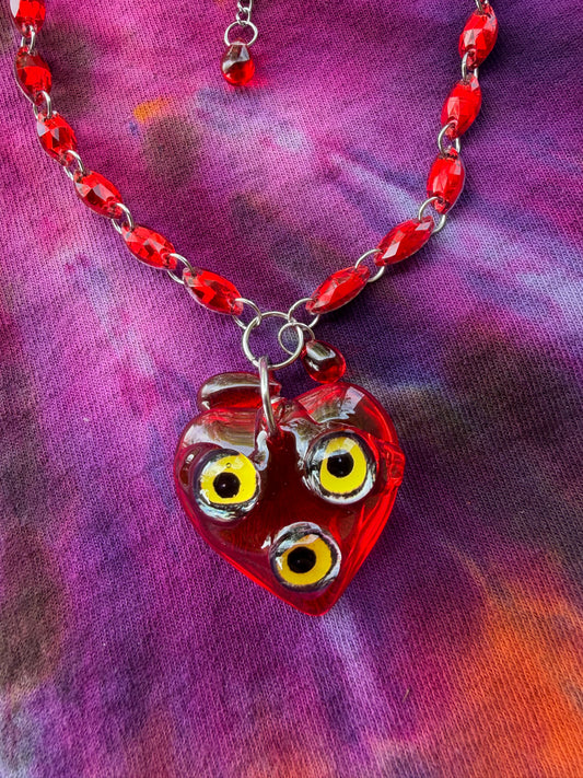 Sinner - Glass Aura Heart Crystal Choker