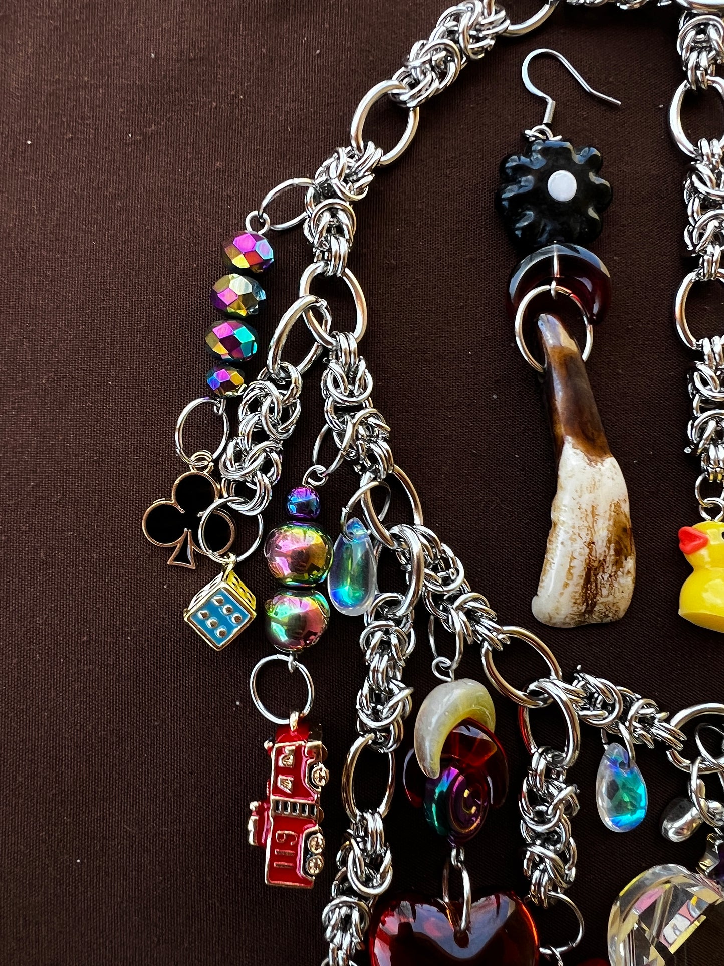 Interdimensional Bliss - Third Eye Chainmaille + Buffalo Teeth Earrings