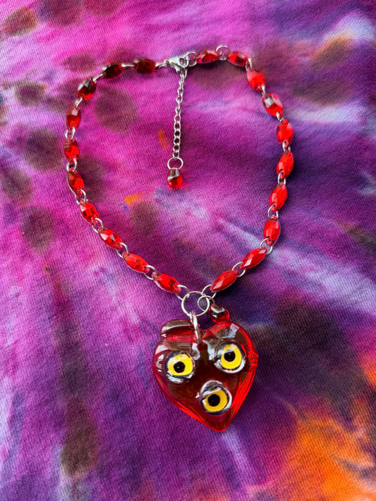 Sinner - Glass Aura Heart Crystal Choker