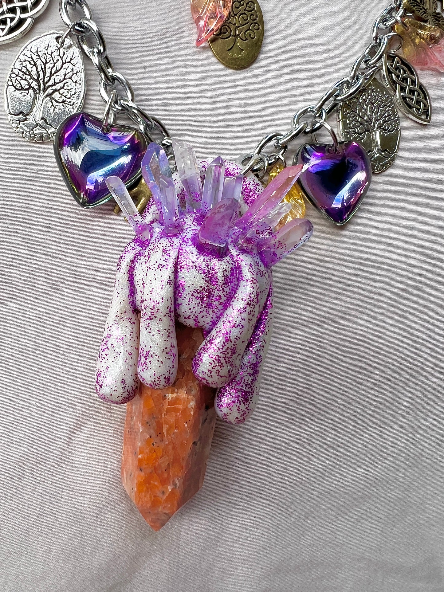Inner Fire Crystal Amulet Fantasy Chain