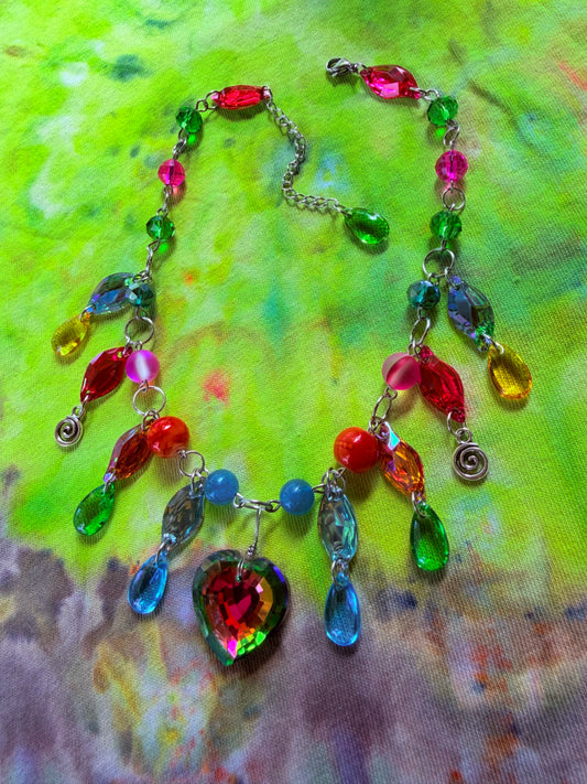 Rainbow Aura - Resin Crystal Charm Choker