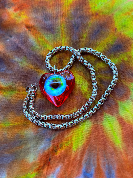 Quantum Realm Fae - Fairy Eye Heart Pendant + 15 inch chain