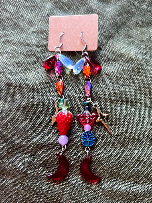 Ripe Strawberries - Crystal Drop Earrings